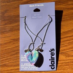 NWT-Claire’s BFF Heart Necklaces - Blue and Purple tie dye